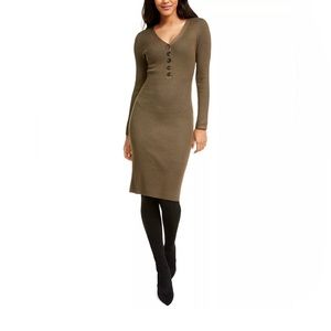 ALMOST FAMOUS Crave Fame Juniors' Ribbed V-Neck Bodycon Sweater Dress